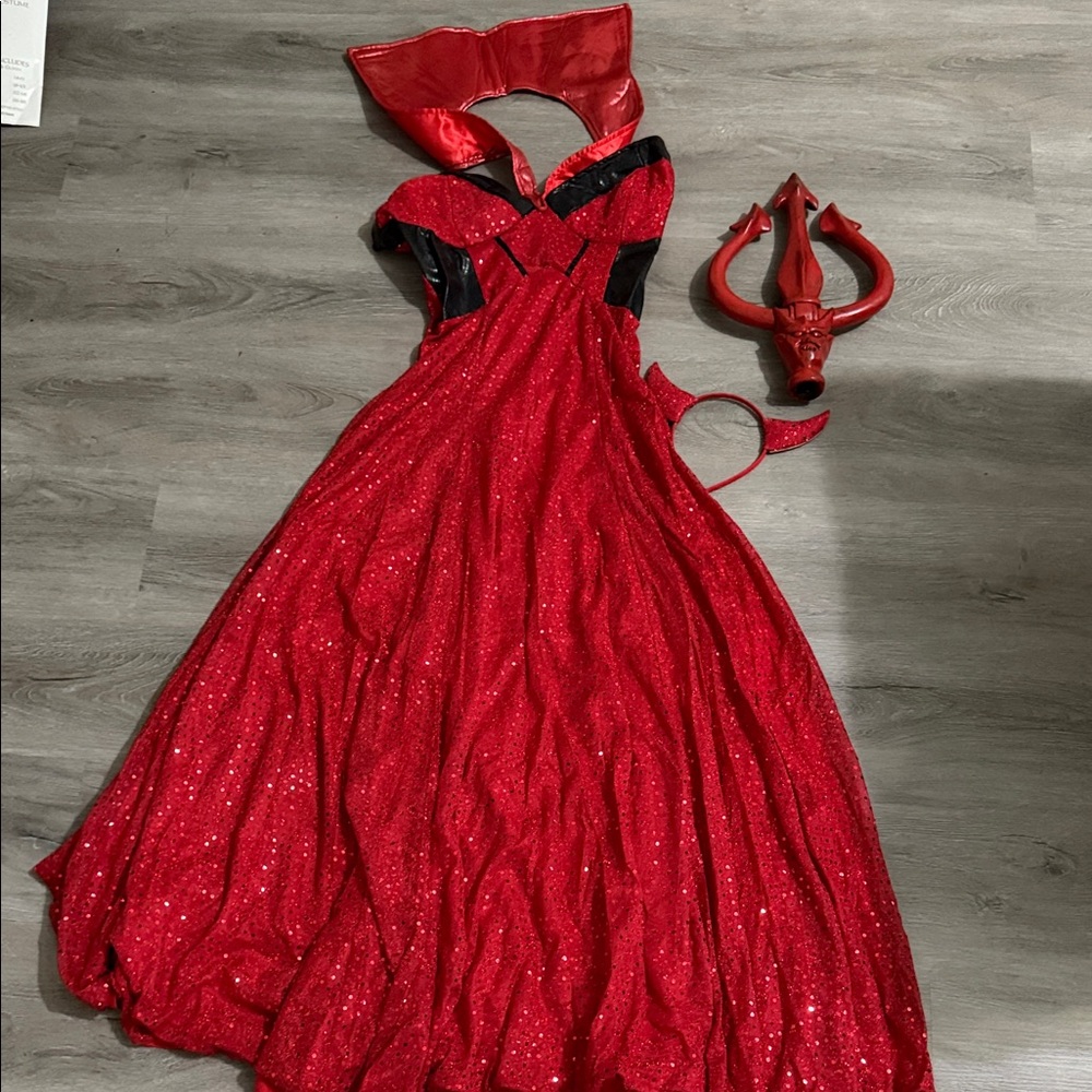 Red Holywood Devil Dress with Headpiece Hallowern Womens M 8-10